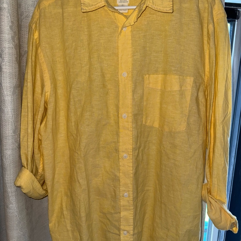 H&M Casual Yellow Button Down Shirt
